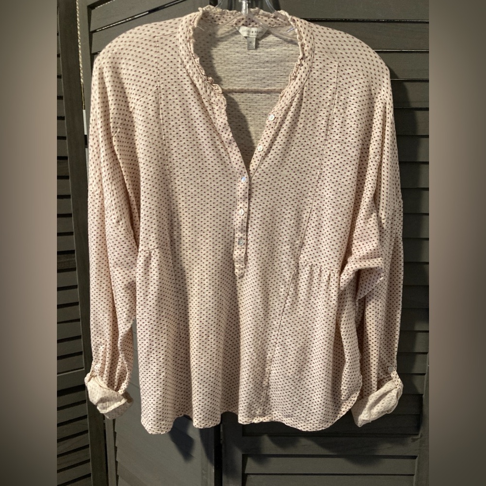 Lucky Brand Pink Polka Dot Blouse